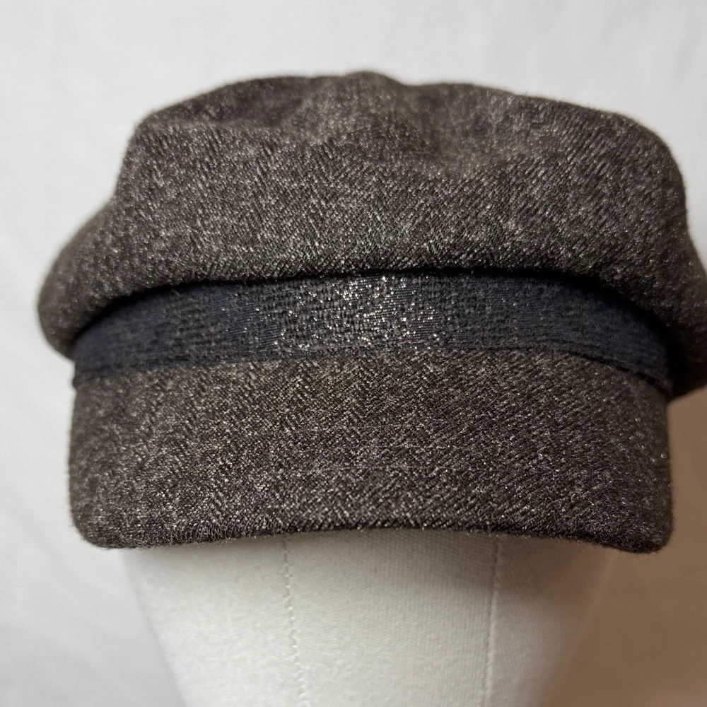 Scala Pronto Brown Tweed Newsboy Cap with Sparkly Brown Band.